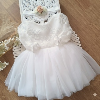 Sukienka na chrzest dla dziewczynki ecru EMILIA