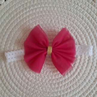 Opaska z tiulową kokardką malinowa fuksja