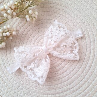 Opaska koronkowa kokarda ecru  Aria, Laura