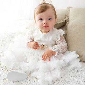 Sukienka do chrztu ecru tiulowa MIA