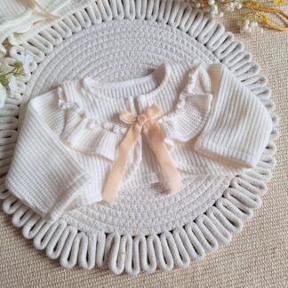 Sweterek bolerko na chrzest dla dziewczynki